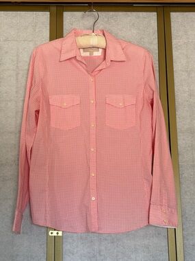 Banana Republic Pink Gingham Button-Down Shirt, Size XL